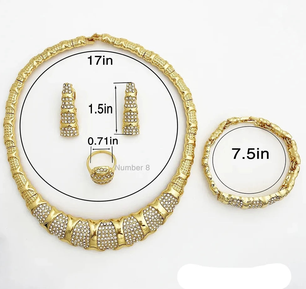 Colar Feminino com Brinco, Anel e Pulseira Saudita