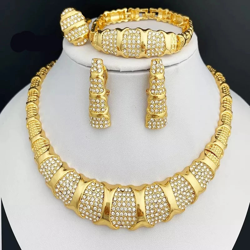 Colar Feminino com Brinco, Anel e Pulseira Saudita