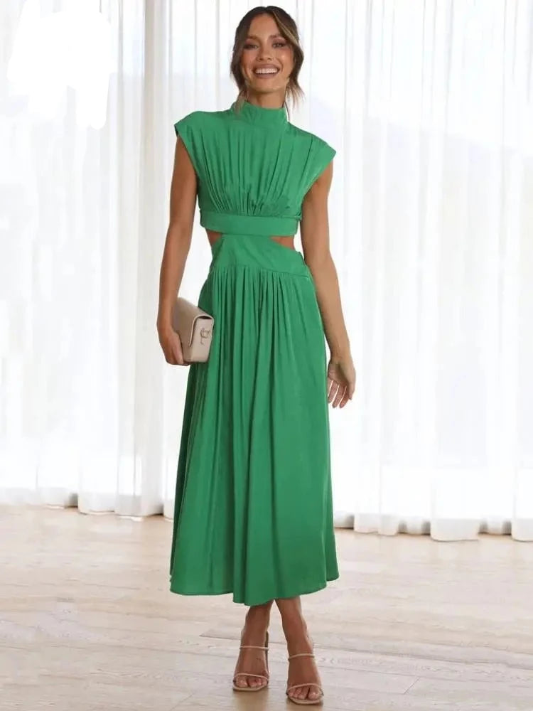 vestido, vestido verde, vestido longo, vestido plissado, vestido verao, vestido gola alta, vestido vermelho, vestido preto, vestido festa,