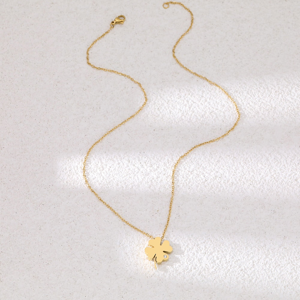 Colar Feminino Em Aço Inoxidável Trevo da Sorte