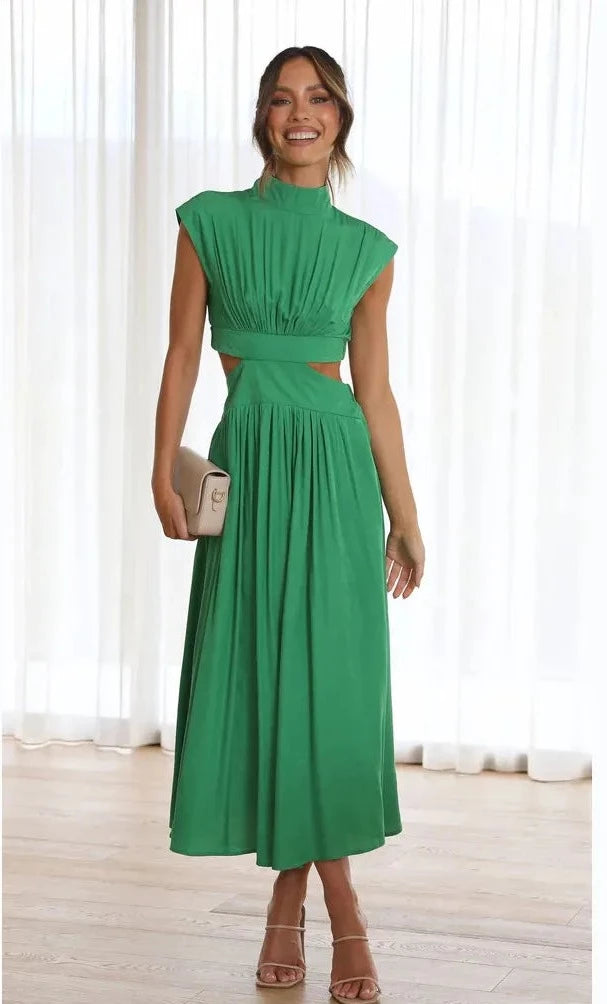vestido, vestido verde, vestido longo, vestido plissado, vestido verao, vestido gola alta, vestido vermelho, vestido preto, vestido festa,
