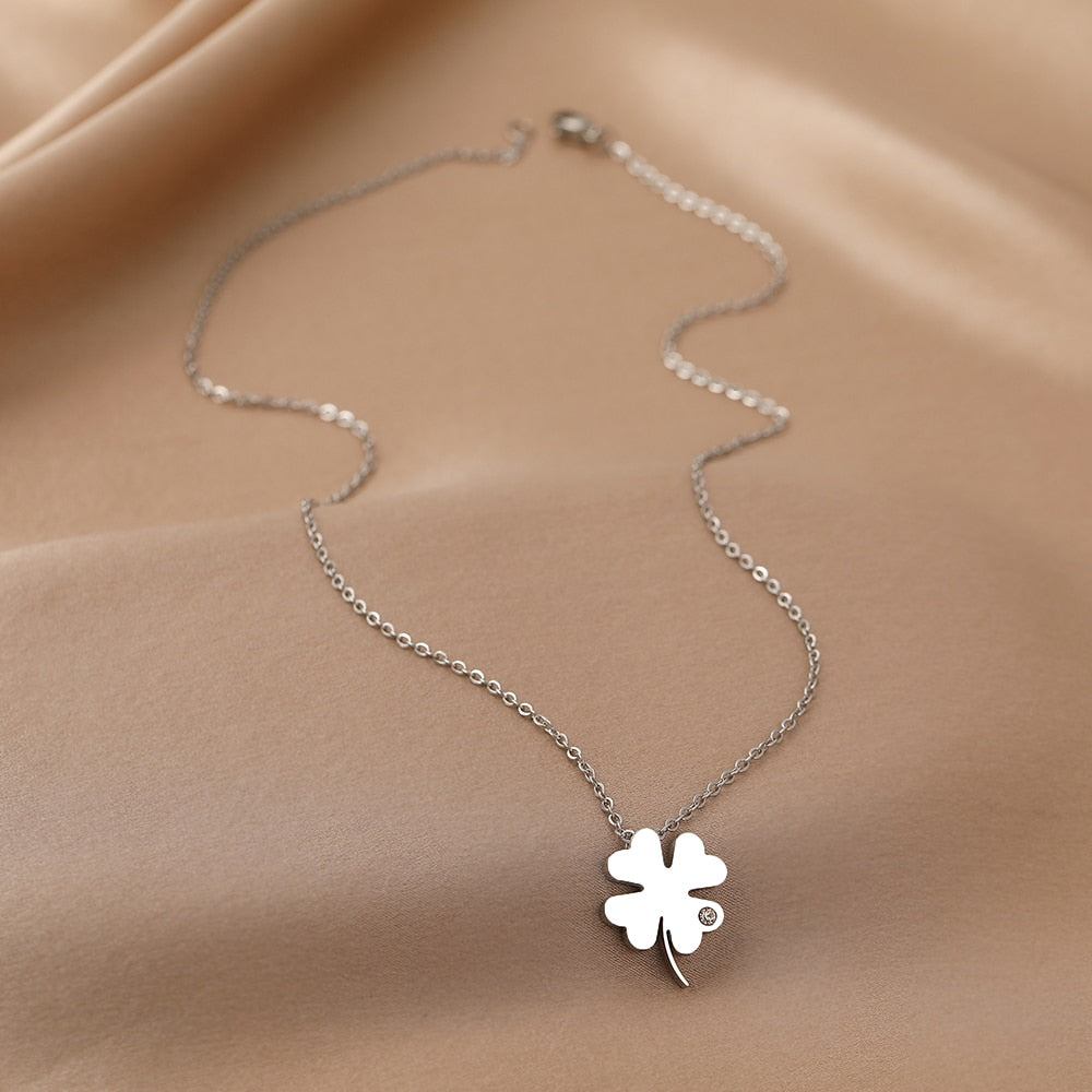Colar Feminino Em Aço Inoxidável Trevo da Sorte