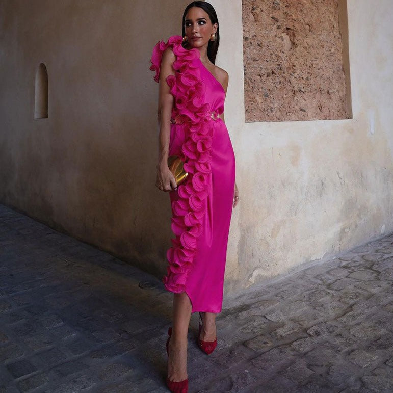 vestido feminino, vestido pink, vestido rosa, vestido com babado, vestido curto de festa, vestido curto soltinho, vestido de festa, vestido de formatura, vestido para casamento,