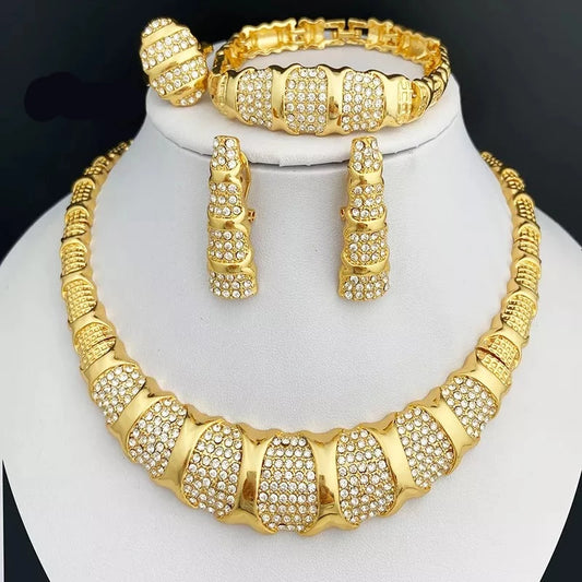 Colar Feminino com Brinco, Anel e Pulseira Saudita