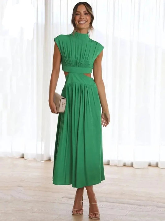 vestido, vestido verde, vestido longo, vestido plissado, vestido verao, vestido gola alta, vestido vermelho, vestido preto, vestido festa,