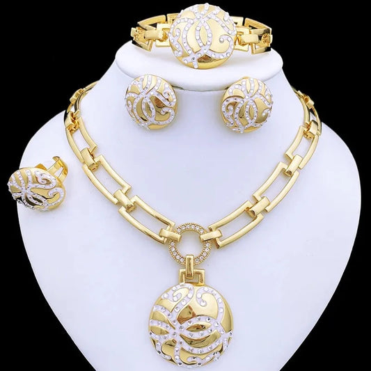 Colar Feminino com Pulseira, Brincos e Anel DiRoma
